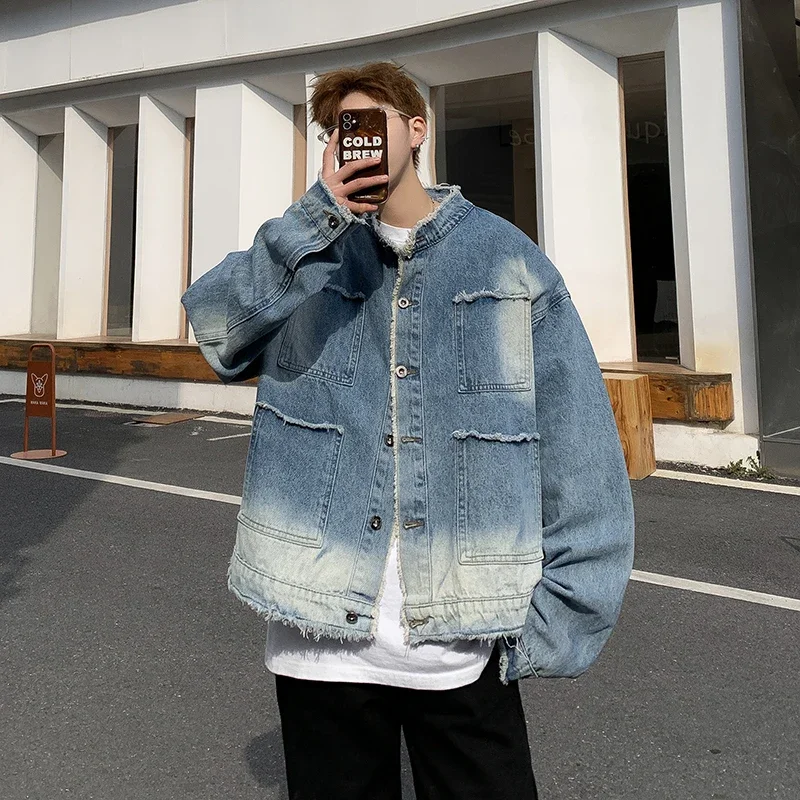 Sewing Jackets - جاكيت جينز رجالي أمريكي بتصميم ريترو