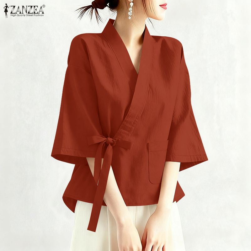 2026 ZANZEA بلوزة نسائية صيفية - مراجعة Sewing V وسعره