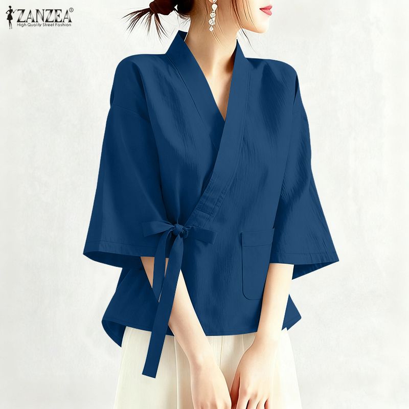 2026 ZANZEA بلوزة نسائية صيفية - مراجعة Sewing V وسعره