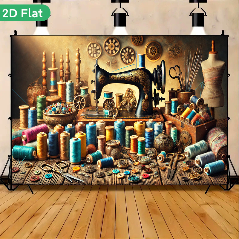 نسيج جداري فني عتيق بتصميم ورش - مراجعة Vintage Sewing Textile وسعره
